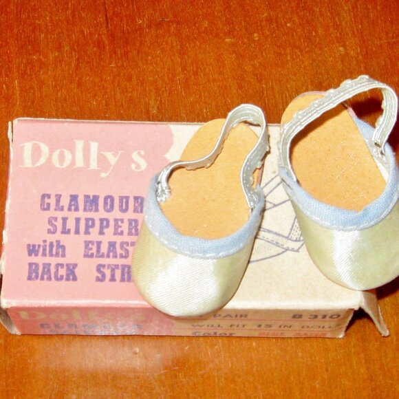 Dolly's Glamour Slippers w Original Box Light Blue Finest Doll Shoes Accessory - Picture 10 of 12